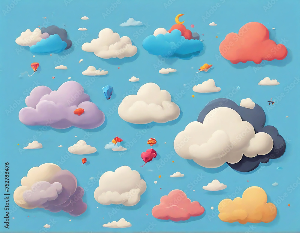 Poster seamless pattern with clouds. ai generate