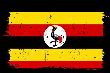 Uganda flag - vector flag with stylish scratch effect and black grunge frame.
