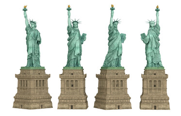 The Statue of Liberty isolated on transparency.  Monument of woman with torch in new york.