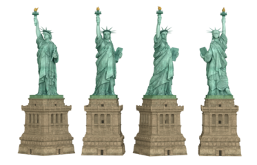The Statue of Liberty isolated on transparency.  Monument of woman with torch in new york.