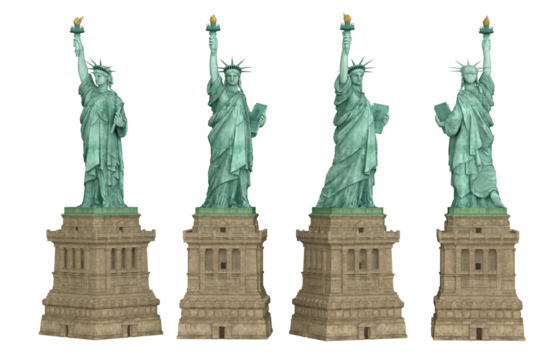 The Statue of Liberty isolated on transparency.  Monument of woman with torch in new york.