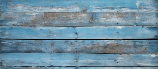 Serene Blue Wooden Surface with Weathered Texture for Background Design
