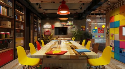 Modern colorful office space designed for creative collaboration