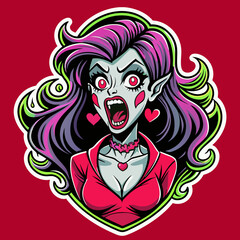 Tshirt sticker of a Scream Queen Vibes Attitude Horror Girl Sticker
