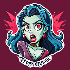 Tshirt sticker of a Scream Queen Vibes Attitude Horror Girl Sticker
