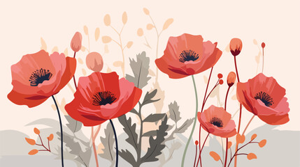 Beautiful flower or wild flower drawing flat vector
