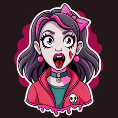 Tshirt sticker of a Scream Queen Vibes Attitude Horror Girl Sticker
