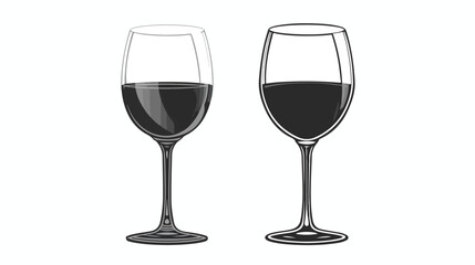 Black wine glass icon. White background. 