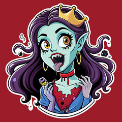 Tshirt sticker of a Scream Queen Vibes Attitude Horror Girl Sticker
