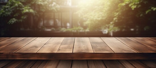 Rustic Wooden Table Top Perfect for Home Decor Ideas on Blurred Background