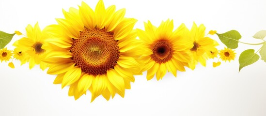 Vibrant Sunflower Bouquet Blooms on Clean White Background - Floral Beauty and Natural Elegance
