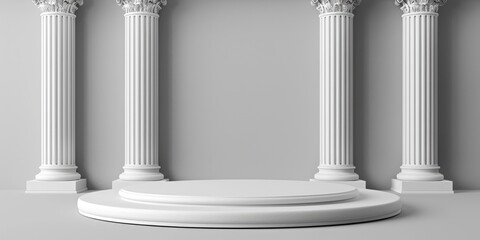 Background: 3D Roman Luxurious Greek White Background Column. Generative Ai