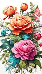 Beautiful fantasy botanical flower wallpaper. printable wall art decoration. Interior. Generative ai.