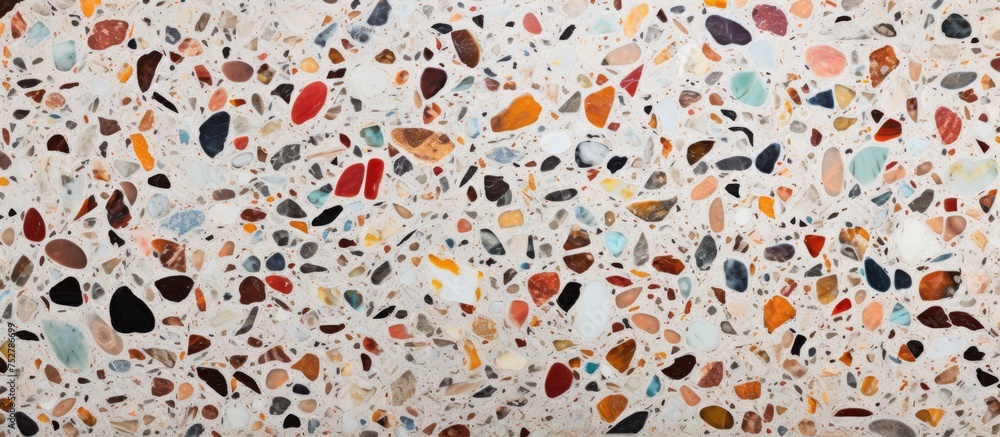 Poster vivid diversity: a colorful array of pebbles composing a creative wall mosaic