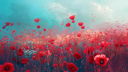 Zelfklevend Fotobehang Poppy field © Johnu