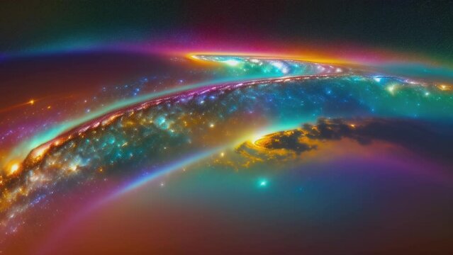 Sci-fi space scene of a galaxy, black hole or nebula visible through a telescope.