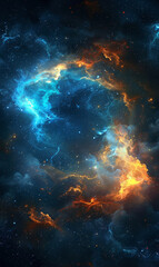 Fototapeta premium A colourful nebula in space, with bright stars and swirling galaxy clouds.