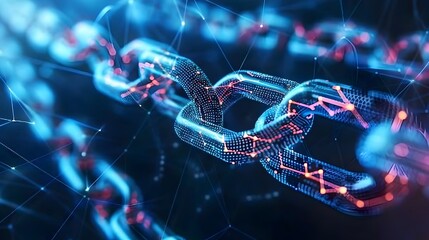 Future of Blockchain Connected Links and Societal Impact, To showcase the interconnectedness and futuristic appeal of blockchain technology - obrazy, fototapety, plakaty