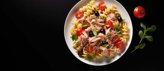 Mouth-Watering Plate of Tuna Tomato Pasta Delights the Senses with Delectable Flavors