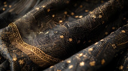 Gold Star Textile in Edo Period Art Style, To provide a luxurious and opulent fabric for use in high-end fashion, interior design and home decor