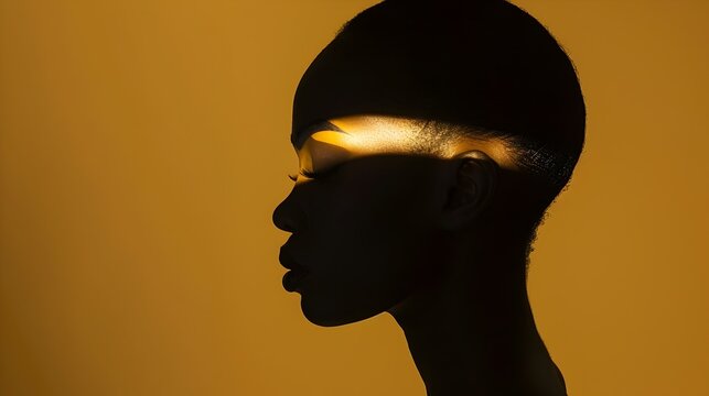 Black Woman Silhouette against Bright Yellow Backdrop, To showcase the beauty and power of black women, while also highlighting the influence of