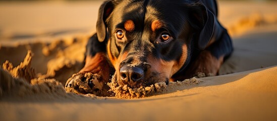 Happy Dog Enjoying a Relaxing Day at the Beach Under the Warm Sunlight