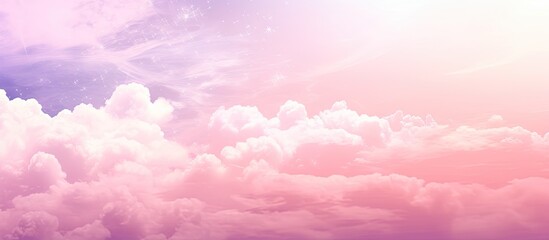 Enchanting Magic of Golden Hour: Dreamy Pink Sky with Glowing Stars and Fluffy Clouds