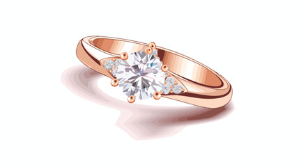 Engagement diamond ring isolated on white background.