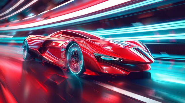 Futuristic sports car in motion 