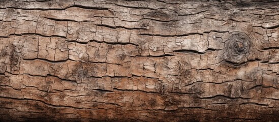 This close-up view shows the details of a tree trunk, including its bark texture and natural...