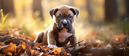 Adorable Puppy Relaxing in Autumn Leaves - Cute Canine Enjoying the Fall Season
