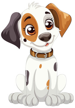 Cute cartoon puppy sitting with a happy expression