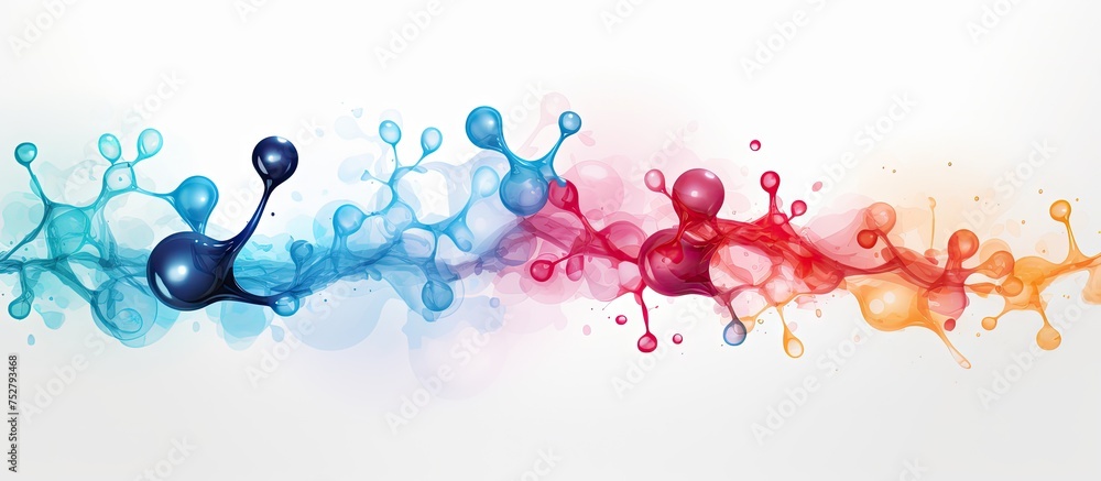 Poster vibrant colorful paint splashes creating a dynamic composition on white background