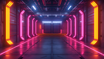 Futuristic Neon light garage background