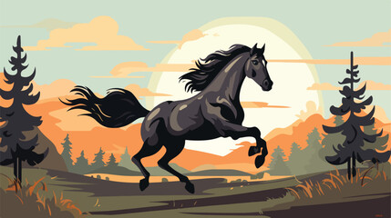 Horse illustration farm vector design flat vector