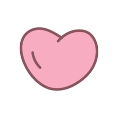 Cute heart icon. Hand drawn illustration of a pink heart isolated on a white background. Kawaii sticker. Vector 10 EPS.
