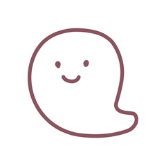 Cute ghost icon. Hand drawn illustration of a funny smiling spirit isolated on a white background. Kawaii sticker. Vector 10 EPS.
