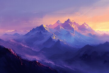 Sunset Over the Mountains A Stunning View of the Peaks Generative AI