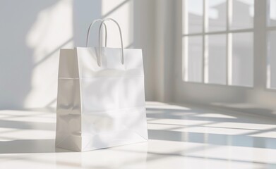 Shopping Bag with a Modern Twist White Paper Bag with a Pop of Color Generative AI