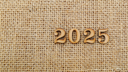 2025 background in burlap with copy space for text