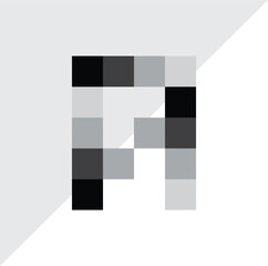 Letter A from black squares and its derivative vector logo