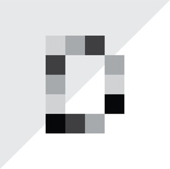 Letter D from black squares and its derivative vector logo
