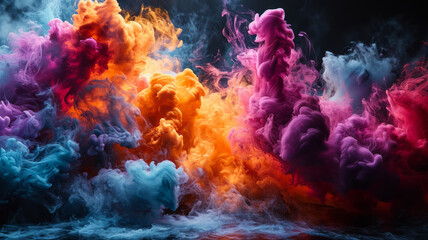 Fototapeta na wymiar Colorful clouds of smoke on a black background. Abstract background.