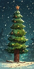Starry Night Christmas Tree Generative AI