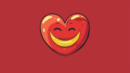 Indecent heart with a yellow smile. .. flat vector