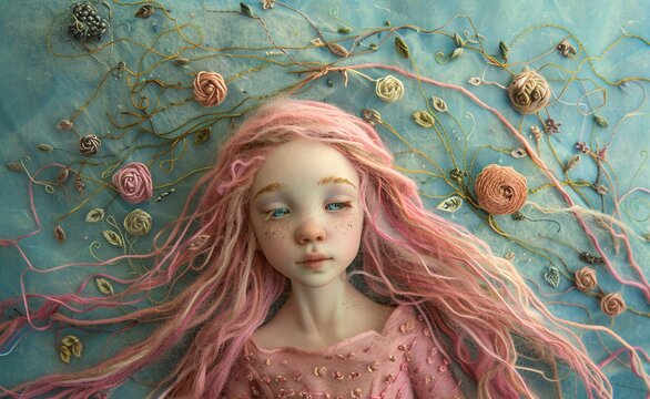 Pink Hair, Blue Flowers A Catchy, Optimized Adobe Stock Title for a Monthly Event Generative AI