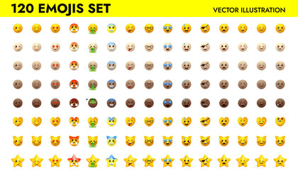 Emoji set vector illustration design. Facial signs for apps. - obrazy, fototapety, plakaty