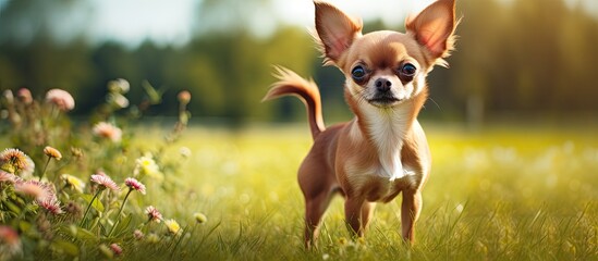 Adorable Dog Enjoying a Peaceful Moment in a Meadow of Vibrant Wildflowers