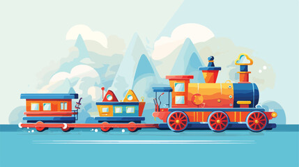 Little train and boat toys kids .. flat vector