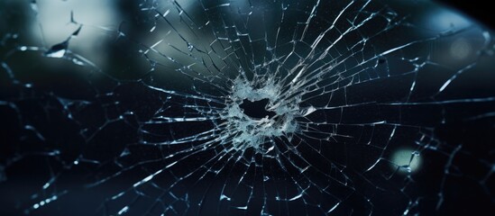 Shattered Glass with a Circular Hole - Abstract Background Concept - obrazy, fototapety, plakaty